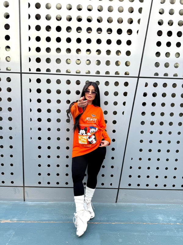 Mickey Long Sleeve Tishirt oversize orange