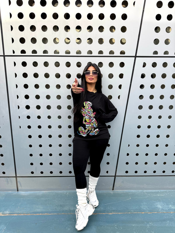 Mickey Long Sleeve Tishirt oversize black