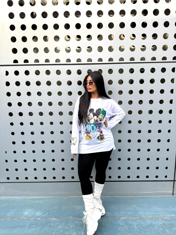 Mickey Long Sleeve Tishirt oversize White