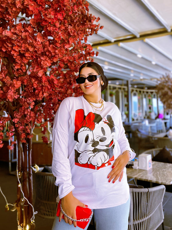 Mickey Long Sleeve Tishirt oversize Beige