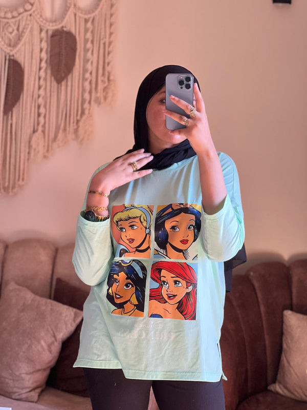 Disney Princess Long Sleeve Tishirt oversize Minet Green